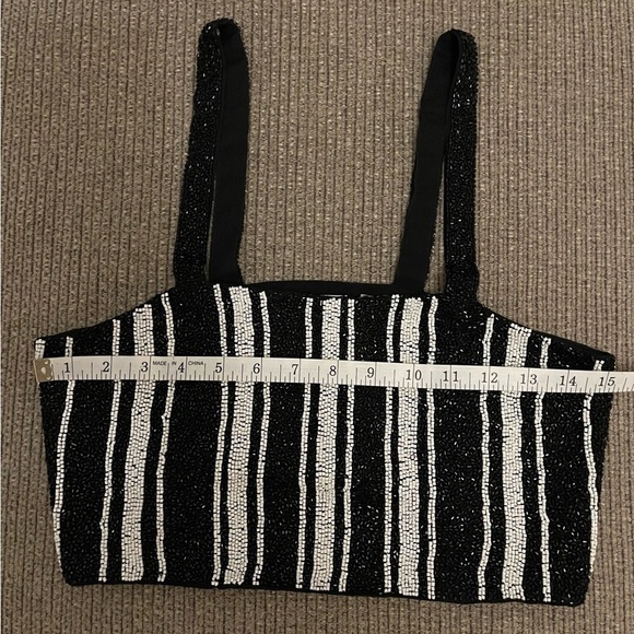 H&M Studio Collection Hand Beaded Cropped Chiffon Top. - Picture 5 of 10